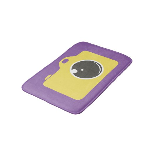 Pop Art Yellow Camera Paars Badmat (Gekanteld)