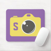 Pop Art Yellow Camera Paars Monogram Muismat (Met muis)