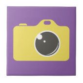 Pop Art Yellow Camera Paars Tegeltje (Voorkant)