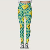 Pop Art Yellow Cassettebandje Leggings (Voorkant)