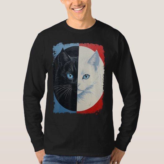 Pop Art Yin Yang Cat T-shirt (Voorkant)