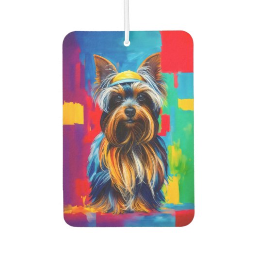 Pop Art Yorkie Dog Funky Luchtverfrisser (Voorkant)
