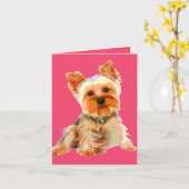 Pop-art Yorkie Kaart (Gele Bloem)