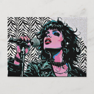 Pop Art Zanger Halftone Punk Rocker Muziek Liefheb Briefkaart