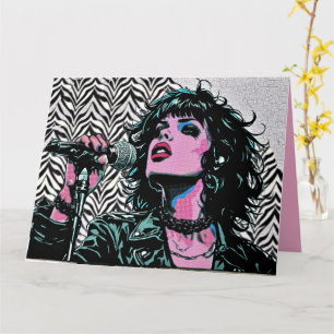 Pop Art Zanger Halftone Punk Rocker Muziek Liefheb Kaart