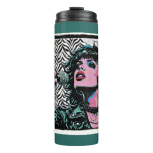 Pop Art Zanger Halftone Punk Rocker Muziek Liefheb Thermosbeker