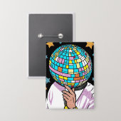 Pop Art Zanger Spiegelbal Disco Bal Button (Voorkant / Achterkant)