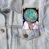 Pop Art Zanger Spiegelbal Disco Bal Button (Insitu)