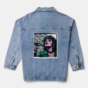 Pop Art Zanger Teal Roze Muzikanten Muziek Liefheb Denim Jacket