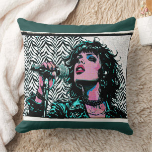 Pop Art Zanger Teal Roze Muzikanten Muziek Liefheb Kussen