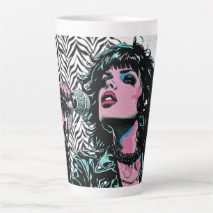 Pop Art Zanger Teal Roze Muzikanten Muziek Liefheb Latte Mok