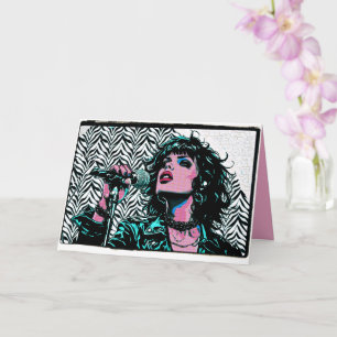 Pop Art-zanger Teal Roze Punk Rocker Muziek Liefhe Kaart