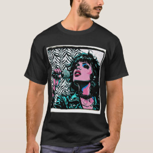 Pop Art Zanger Turquoise Roze Muzikanten Muziek Li T-shirt