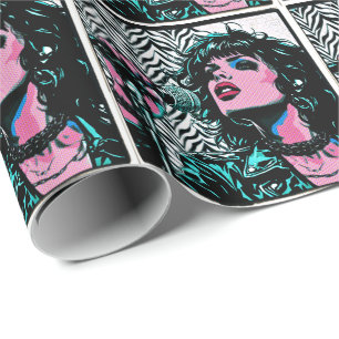 Pop Art Zangeres Halftone Punk Rocker Muziek Liefh Cadeaupapier