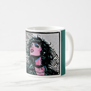 Pop Art Zangeres Halftone Punk Rocker Muziek Liefh Koffiemok