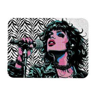 Pop Art Zangeres Teal Roze Punk Rockster Muziek Li Magneet