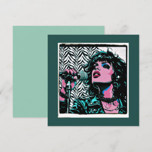 Pop Art Zangeres Teal Roze Punkrocker Muziek Liefh Kaart