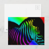 pop art zebra in neonregenboogkleuren briefkaart (Voorkant / Achterkant)
