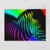 pop art zebra in neonregenboogkleuren briefkaart (Voorkant)