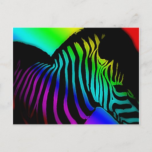 pop art zebra in neonregenboogkleuren briefkaart (Voorkant)