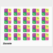 Pop Art Zebra Vierkante Sticker (Vel)