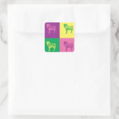 Pop Art Zebra Vierkante Sticker (Tas)