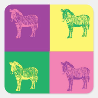 Pop Art Zebra Vierkante Sticker