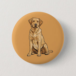 Pop Art zittende gele Labrador-hond Ronde Button 5,7 Cm