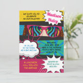 POP ART ZONNEBRIL RETRO Bat Mitzvah Uitnodiging (Staand voorkant)