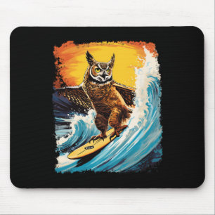 Pop Art Zoo Vintage Vogel Gehoornde Uil Surfen Muismat