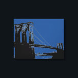 Pop Art Zwart & Blauw Brooklyn Bridge Canvas Afdruk<br><div class="desc">Manhattan Cityscape,  wolkenkrabbers en gebouwen</div>