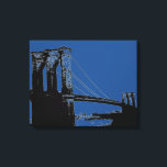 Pop Art Zwart & Blauw Brooklyn Bridge Canvas Afdruk<br><div class="desc">Manhattan Cityscape,  wolkenkrabbers en gebouwen</div>
