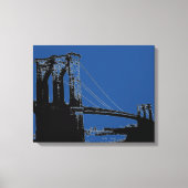 Pop Art Zwart & Blauw Brooklyn Bridge Canvas Afdruk (Voorkant)