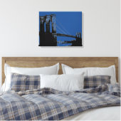 Pop Art Zwart & Blauw Brooklyn Bridge Canvas Afdruk (Insitu (Slaapkamer))