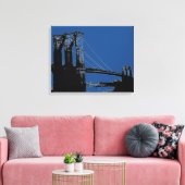 Pop Art Zwart & Blauw Brooklyn Bridge Canvas Afdruk (Insitu (Woonkamer))