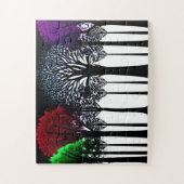 Pop Art Zwart Silhouetbos voor kinderen Legpuzzel (Verticaal)
