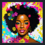 Pop Art Zwart Vrouw Multicolor Acryl Print Acryl Muurkunst<br><div class="desc">Dit unieke kunstwerk is voorzien van een mooie zwarte vrouw met natuurlijk afrohaar in een levendig bloemenportret met kleurrijke poppen en een veelkleurige abstracte achtergrond. Een hint van de jaren '70 esthetiek met gewaagde,  heldere kleuren,  deze melanine schoonheid kunst kan elke plek opfleuren!</div>