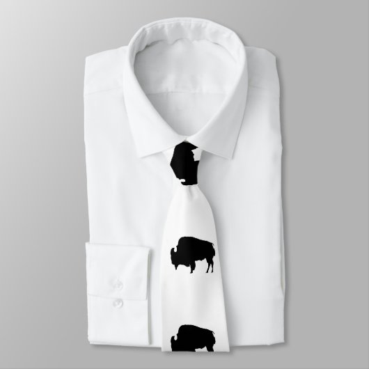 Pop Art Zwart & Wit Buffel Silhouet Neckwear Stropdas (Gebonden)