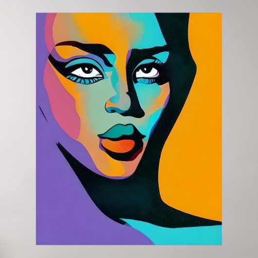Pop Artistieke Abstracte kunstwerken Vibrant Lady Poster (Voorkant)
