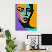 Pop Artistieke Abstracte kunstwerken Vibrant Lady Poster (Thuiskantoor)