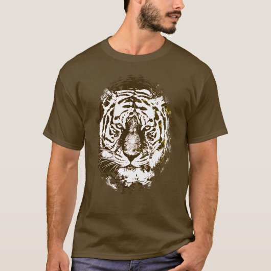 Pop Artwork Tiger hoofd Moderne Sjabloon T-shirt (Voorkant)