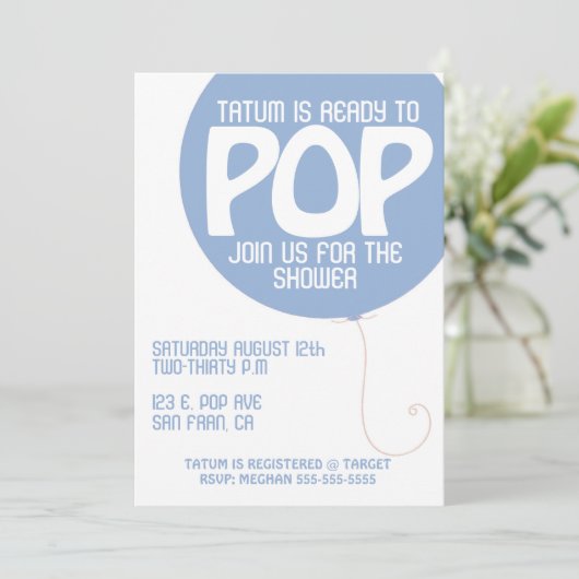 POP Baby shower Uitnodiging (Staand voorkant)