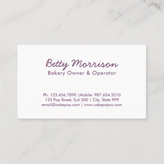 Pop bakkerijontwerp visitekaartje (Achterkant)