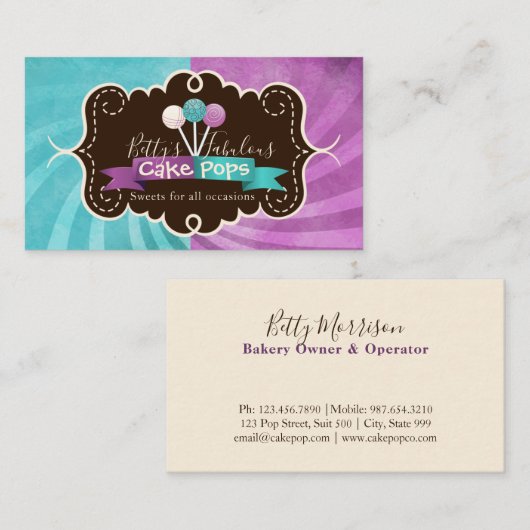 Pop bakkerijontwerp visitekaartje (Voorkant / Achterkant)