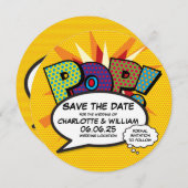 POP Bewaar de datum Leuk Retro Stripboek Pop Art Save The Date (Voorkant / Achterkant)