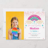 Pop Birthday Party Rainbow Foto Kaart (Voorkant)