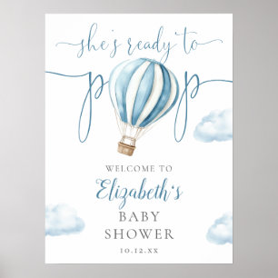 Pop Blauwe Ballon Baby Shower Welkom Bord Poster