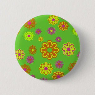 pop bloemen groven ronde button 5,7 cm