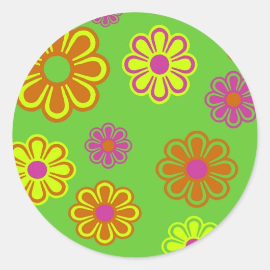 pop bloemen groven ronde sticker (Voorkant)