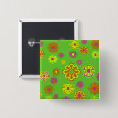 pop bloemen groven vierkante button 5,1 cm (Voorkant /achterkant)